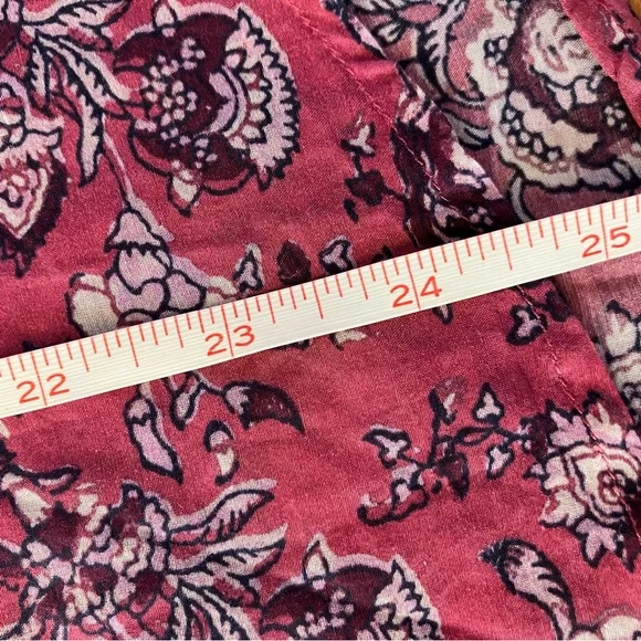 XiRENA Pink Wild Rose Floral Cotton Silk Boho Cottagecore Romi Top Blouse Large - Picture 8 of 10